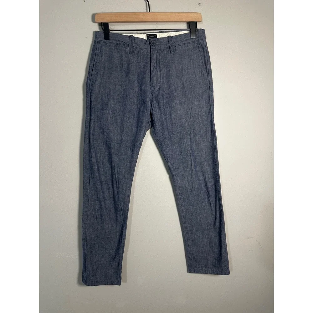 J CREW‎ MENS COTTON STRETCH CHAMBRAY 484 SLIM FIT CHINO PANTS EUC SIZE 28 X 30